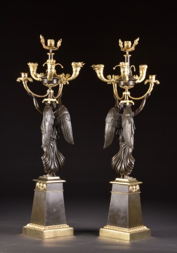 Restauration - Charles X - Paire de grands candélabres en bronze XIXe