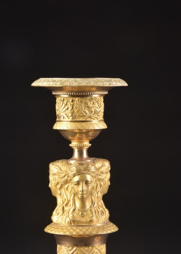 A pair of gilded bronze Empire candlesticks - Lighting Style Empire