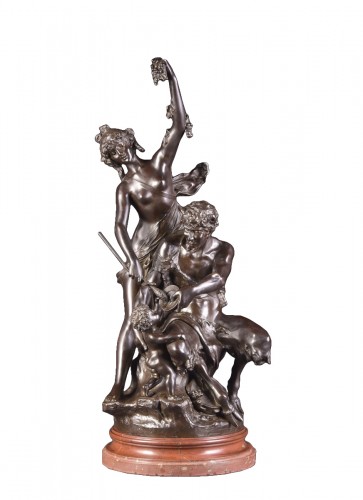 Faune, Bacchante et Cupidon - Groupe en bronze