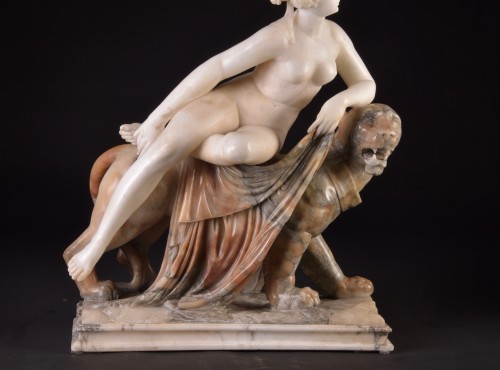 A large italian 19th century alabaster group of &quot;Ariadne on the panther&quot; - Sculpture Style Napoléon III