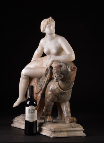 A large italian 19th century alabaster group of &quot;Ariadne on the panther&quot; - 
