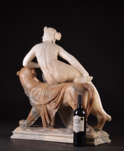 Antiquités - A large italian 19th century alabaster group of &quot;Ariadne on the panther&quot;