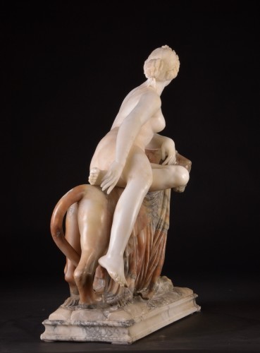 Antiquités - A large italian 19th century alabaster group of &quot;Ariadne on the panther&quot;