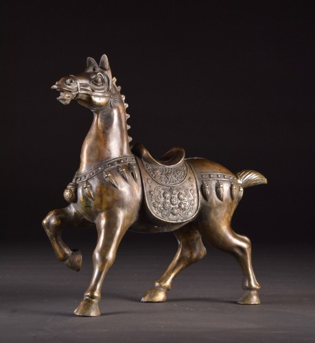 Paire de chevaux chinois en bronze de la dynastie Tang - Napoléon III