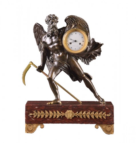 Bronze Empire clock, signed Charles Oudin