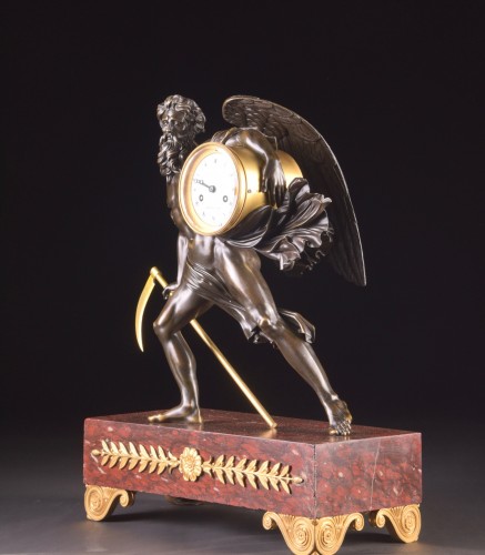 XIXe siècle - Pendule Empire en bronze signée Charles Oudin