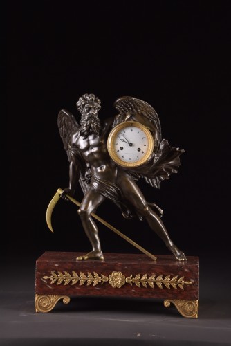 Antiquités - Bronze Empire clock, signed Charles Oudin