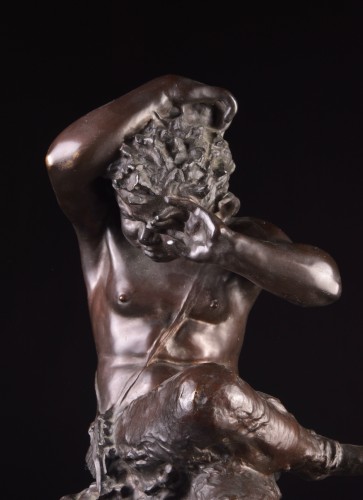 Sculpture  - Early 19th c., Bronze Satyr Sculpture, after Clodion