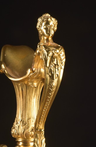 Paire d'aiguières Napoléon III en bronze doré - Mora Antiques