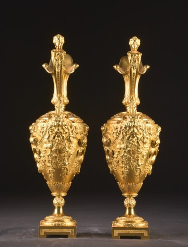 Antiquités - Paire d'aiguières Napoléon III en bronze doré