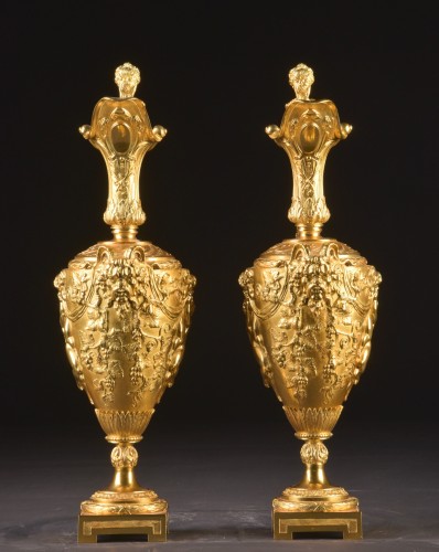 Antiquités - Pair of Napoleon III Gilt Bronze Ewers