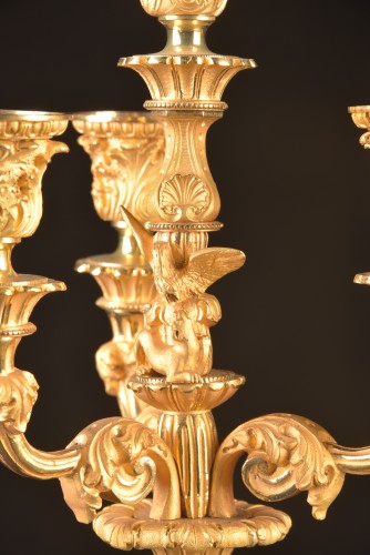 XIXe siècle - Belle paire de candélabres figuratifs Charles X