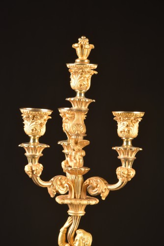 Beautiful pair figural candelabra, 19th century - Restauration - Charles X