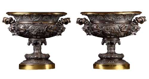 Large pair of Napoleon III Neoclassical style bronze vases