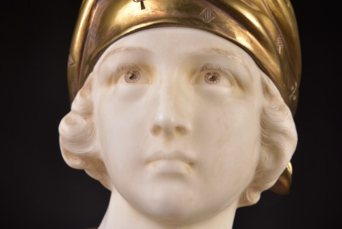 Buste d'une jolie fille, par A. Trefoloni, ca. 1900, Italie - Sculpture Style Art nouveau