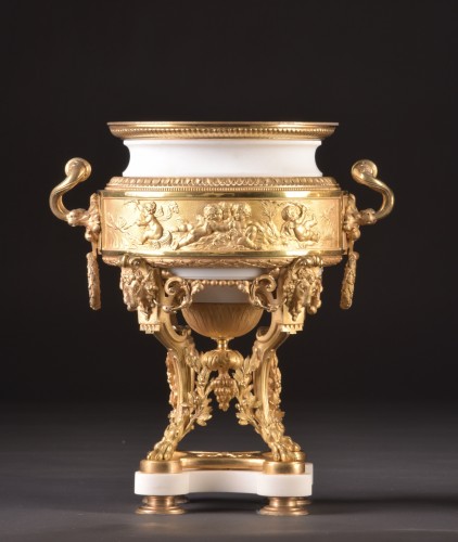 Paire de grands vases en bronze doré et marbre - Objet de décoration Style Napoléon III