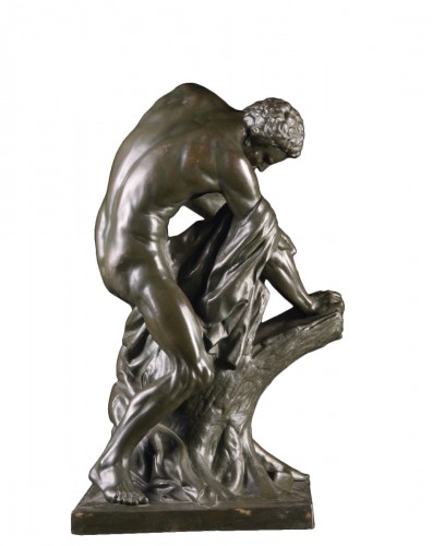 &quot;Rending the Oak&quot;, large French bronze sculpture of &#039;Milon de Crotone&#039; 