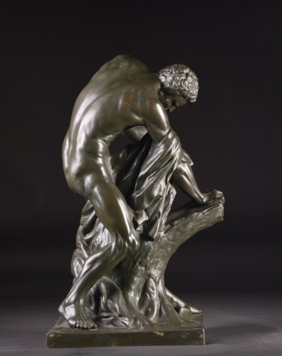 "Rending the Oak", grand bronze d'après "Milon de Crotone" - Sculpture Style Napoléon III