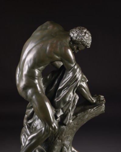 &quot;Rending the Oak&quot;, large French bronze sculpture of &#039;Milon de Crotone&#039;  - 