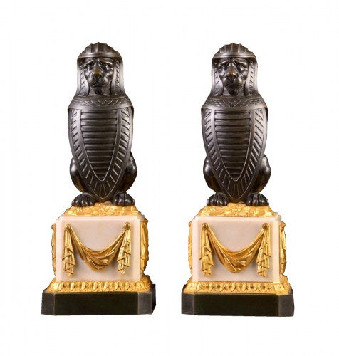 Pair of bronze patinated lions, by Matthew Boulton (1728-1809)
