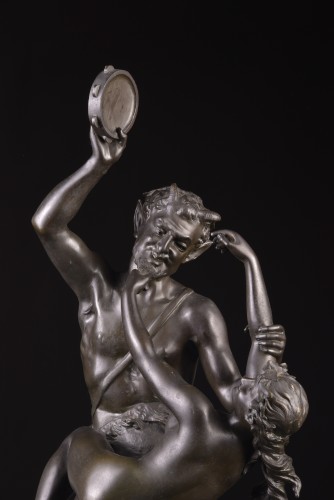 Satyre et bacchante, d'après Clodion (1738-1814) - Sculpture Style Restauration - Charles X