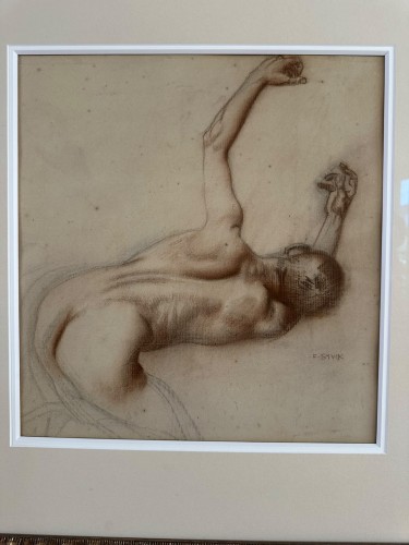 Franz von Stuck (1863–1928), "Nude Man" — Drawing  - Paintings & Drawings Style 