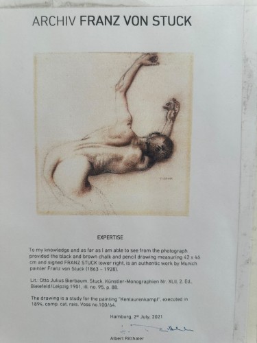 Franz von Stuck (1863–1928), "Nude Man" — Drawing  - 