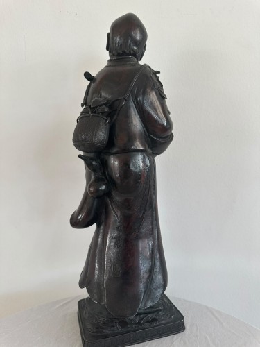 Asian Works of Art  - Gama Sennin Bronze Figure by Honma Takusai, Japan, Meiji Period