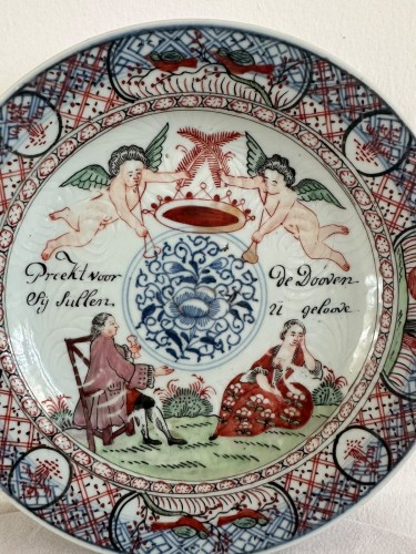 Porcelain & Faience  - Chinese Export Plate with Dutch Overglaze Enamels, c. 1750