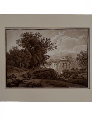Paysage romantique avec cascade