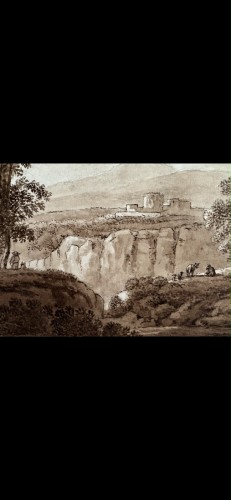 Romantic Landscape with a Waterfall - Paintings & Drawings Style 