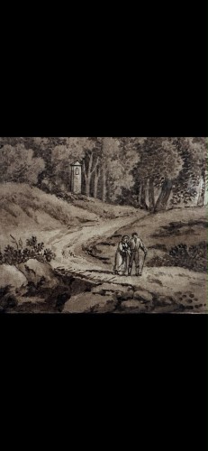 Paintings & Drawings  - Romantic Landscape with a Waterfall
