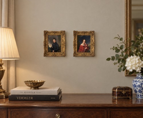 Antiquités - Pair of Portraits by Leopold Fertbauer (1802–1875)