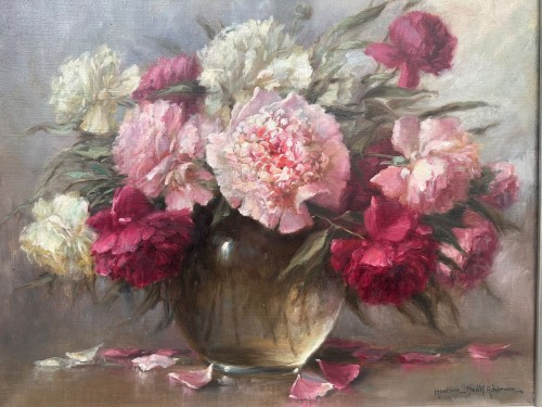 Henczné Deák Adrienne (1890–1957)  - Still Life with Peonies - Paintings & Drawings Style 