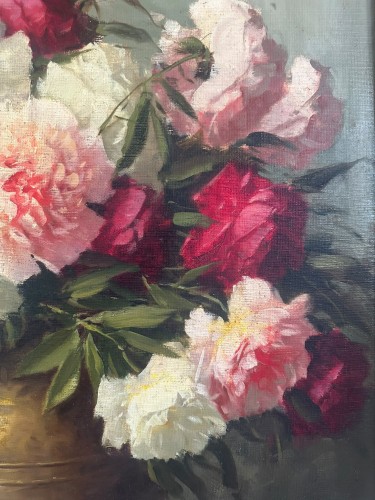 Paintings & Drawings  - Adrienne Deák (1890-1956) – Still Life with Peonies in a Bronze Vase