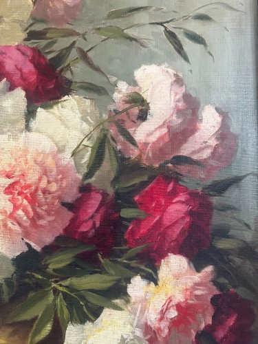 Adrienne Deák (1890-1956) – Still Life with Peonies in a Bronze Vase - 