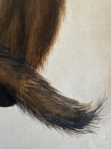 Antiquités - Eduard Gurk (1801-1841) "Maimon-Affe" (Macaque) watercolor c. 1818-1820