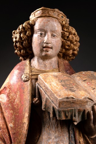 Antiquités - Sainte Catherine en pierre sculptée, Normandie XVe siècle
