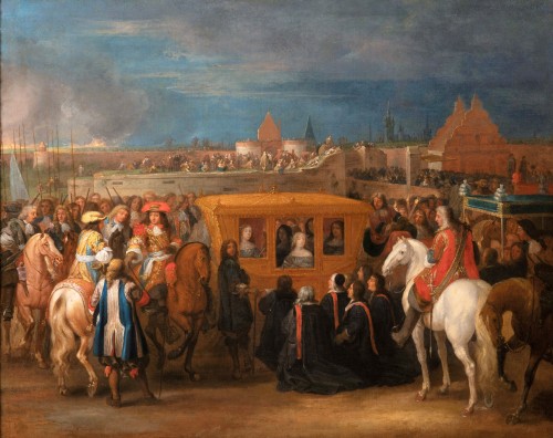 Entrée de Louis XIV à Douai, atelier d’A. F. Van Der Meulen, fin du XVIIe siècle - Tableaux et dessins Style Louis XIV