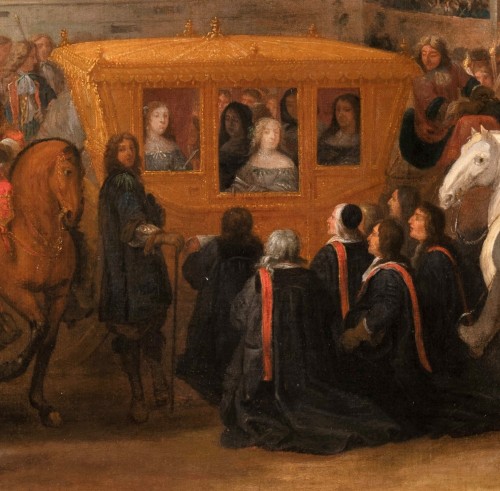Tableaux et dessins Tableaux XVIIe siècle - Entrée de Louis XIV à Douai, atelier d’A. F. Van Der Meulen, fin du XVIIe siècle