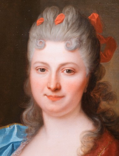 Portrait de femme aux œillets par Jean Ranc, Paris, vers 1700 - Tableaux et dessins Style Louis XIV