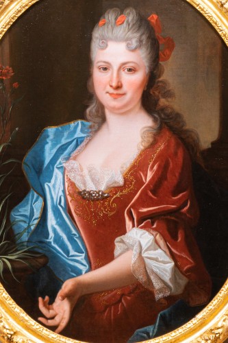 Tableaux et dessins Tableaux XVIIIe siècle - Portrait de femme aux œillets par Jean Ranc, Paris, vers 1700