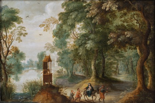 Landscape with Flight to Egypt,  Jasper Van der Lanen, Antwerp circa 1630 - Paintings & Drawings Style Louis XIII