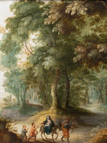 Tableaux et dessins Tableaux XVIIe siècle - Paysage avec la Fuite en Egypte, Jasper Van der Lanen, Anvers vers 1630