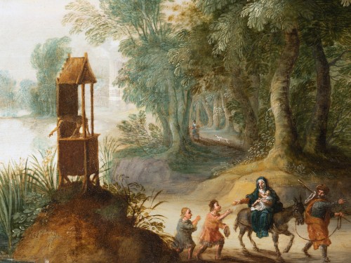 Landscape with Flight to Egypt,  Jasper Van der Lanen, Antwerp circa 1630 - 