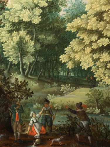 Voyageurs attaqués par des brigands - Anton Mirou (Anvers, 1570-1621) - Galerie Nicolas Lenté