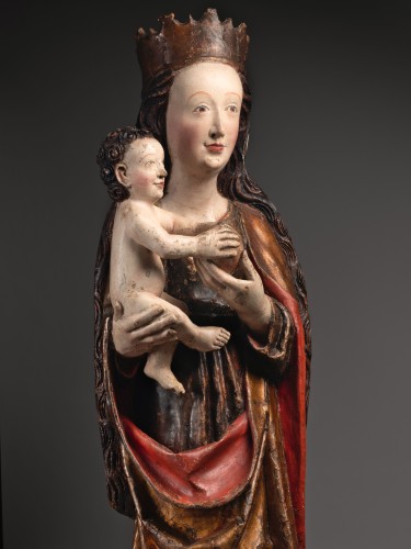 11th to 15th century - A 15th c. German polychrome limewood Virgin with child