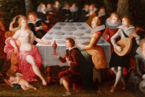 Tableaux et dessins  - Attribué à Louis De Caullery (1582 – 1621) - Banquet avec Venus