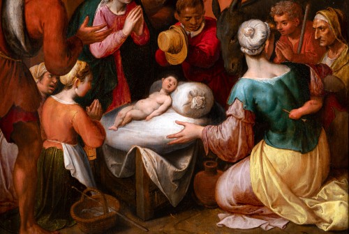 Tableaux et dessins Tableaux XVIIe siècle - Adoration des Bergers - Entourage d’Ambrosius Francken, Ecole Anversoise du XVIIe
