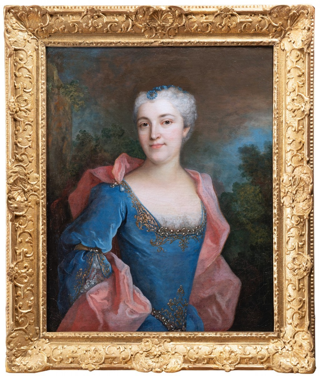 Vintage Painted Glass Art Wood Frame Louis XV Batiste Girdle Corset Lady  Picture